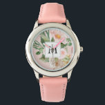 Modern Watercolor Pink Flowers Monogrammed  Watch<br><div class="desc">Modern Watercolor Pink Flowers Monogrammed</div>