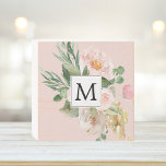 Modern Watercolor Pink Flowers Monogrammed  Wooden Box Sign<br><div class="desc">Modern Watercolor Pink Flowers Monogrammed</div>