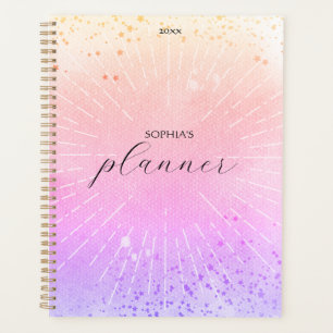 Modern Watercolor Pink Purple Ombre Dream Monogram Planner