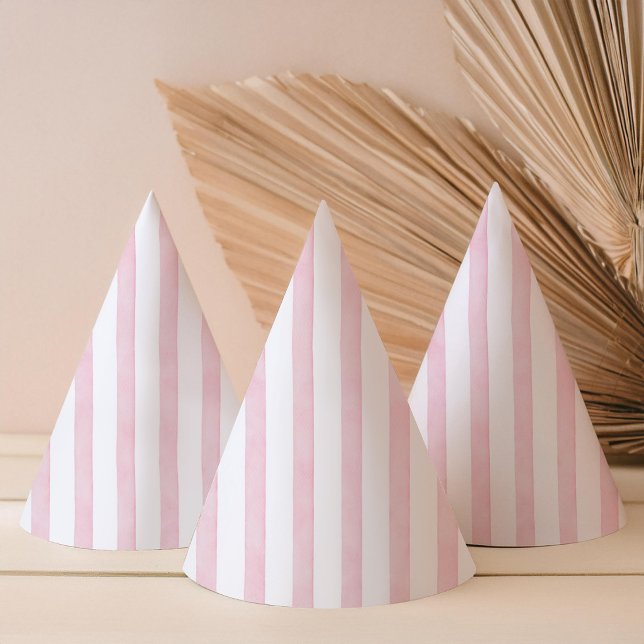 Modern Watercolor Pink Striped Party Hat (Creator Uploaded)