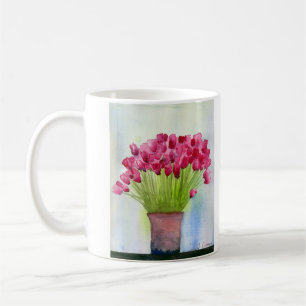 Modern Watercolor Pink Tulips Coffee Mug