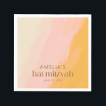 Modern Watercolor Pink Yellow Custom Bat Mitzvah  Napkin<br><div class="desc">Modern Boho Watercolor Pink Yellow Bat Mitzvah Napkins</div>