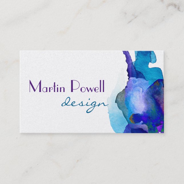 modern watercolor platinum finish professional business card (Front)