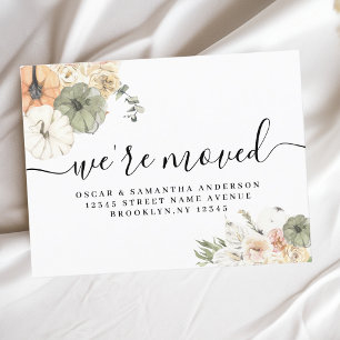 Modern Watercolor Pumpkins & Flowers  Announcement Postcard