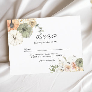 Modern Watercolor Pumpkins & Flowers  Invitation Postcard