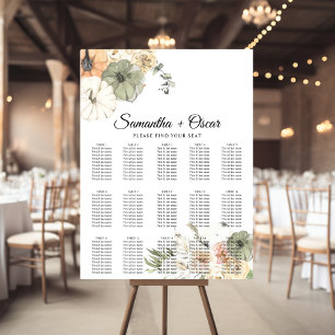 Modern Watercolor Pumpkins & Flowers  Poster