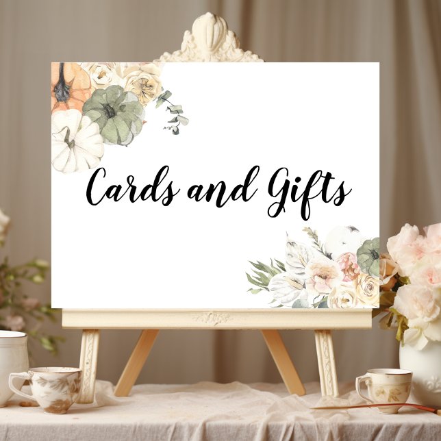 Modern Watercolor Pumpkins & Flowers  Poster (Creator Uploaded)