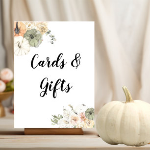 Modern Watercolor Pumpkins & Flowers  Poster