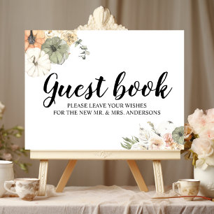 Modern Watercolor Pumpkins & Flowers  Poster