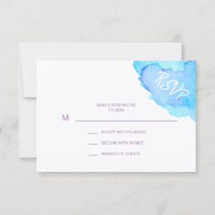Modern Watercolor Purple Blue RSVP Insert Cards #T