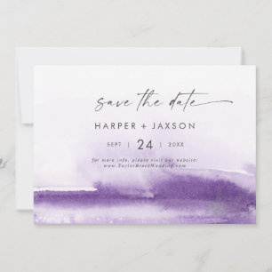 Modern Watercolor   Purple Horizontal Save The Date
