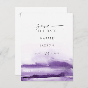 Modern Watercolor   Purple Save the Date Invitation Postcard