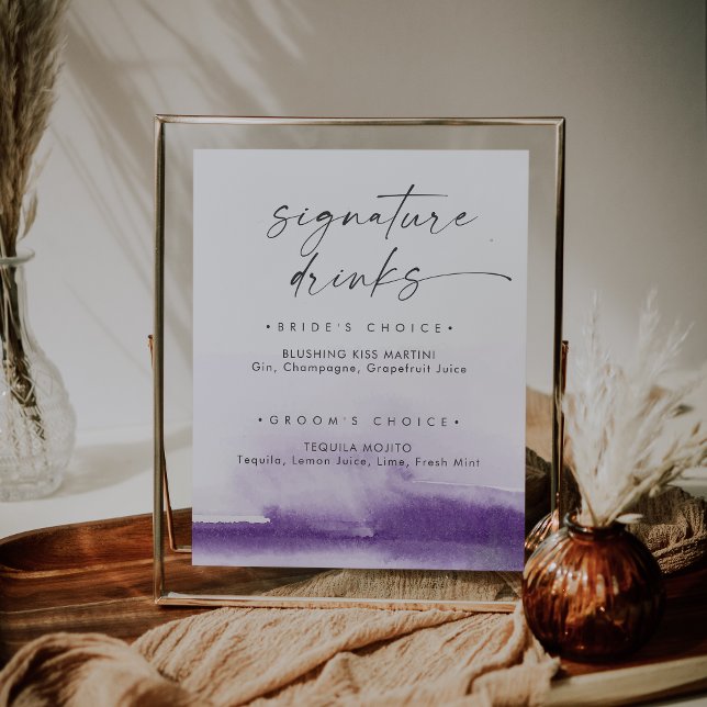 Modern Watercolor | Purple Signature Drinks Sign (Creator Uploaded)