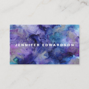 Modern watercolor purple splatter professionaL Business Card