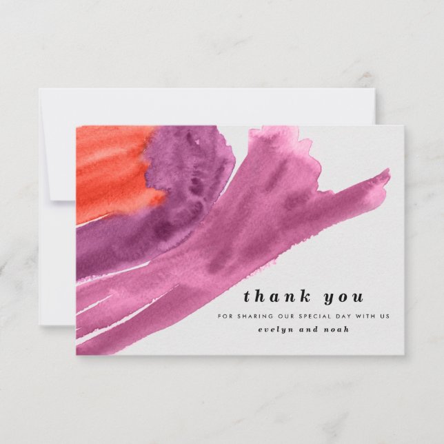 Modern Watercolor Purple Thank You Card (Front)
