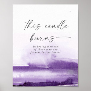Modern Watercolor Purple This Candle Burns Sign