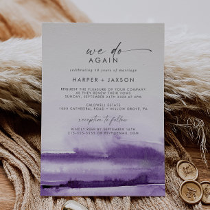 Modern Watercolor   Purple We Do Again Vow Renewal Invitation