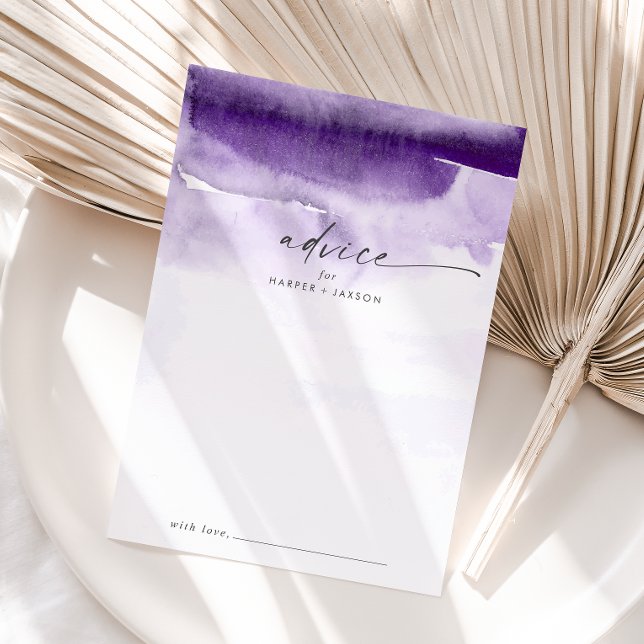 Modern Watercolor | Purple Wedding Advice Card (Creator Uploaded)