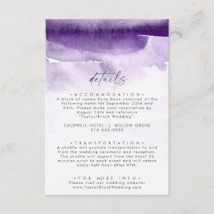 Modern Watercolor Purple Wedding Details Enclosure Card