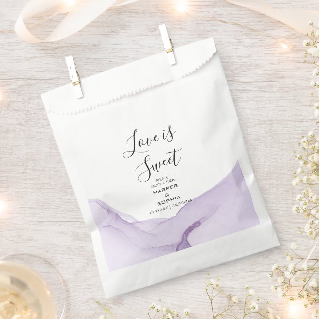 Modern Watercolor Purple Wedding Favour Bags (Clipped)