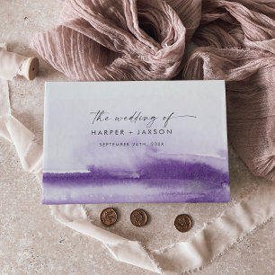 Modern Watercolor Purple Wedding Guest Book