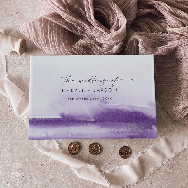 Modern Watercolor | Purple Wedding Guest Book (Creator Uploaded)