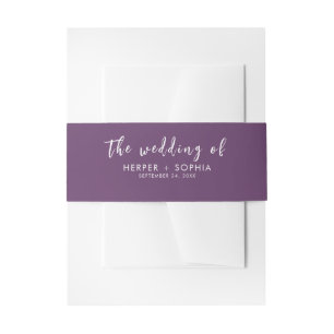 Modern Watercolor Purple Wedding Invitation Belly Band