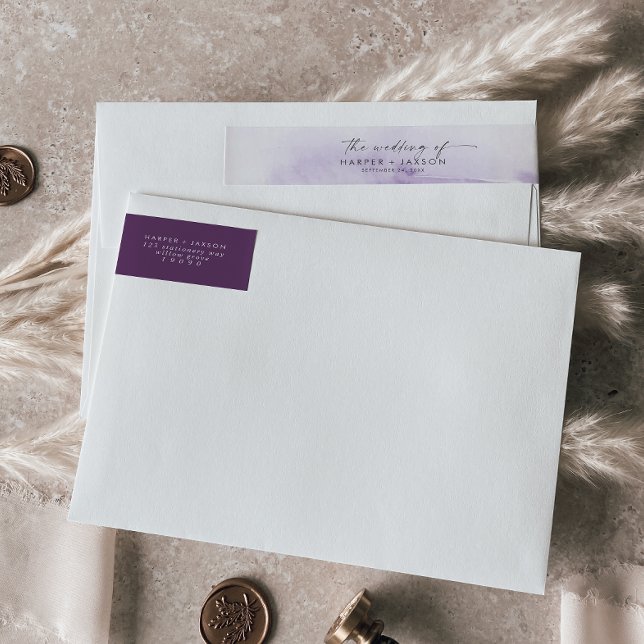 Modern Watercolor | Purple Wedding Wrap Around Label (Creator Uploaded)