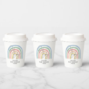 Modern watercolor rainbow colourful baby shower paper cups