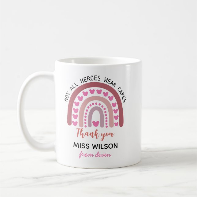 Modern watercolor rainbow teacher thank you  coffee mug (Left)