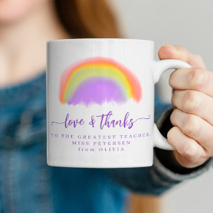 Modern watercolor rainbow teacher thank you coffee mug