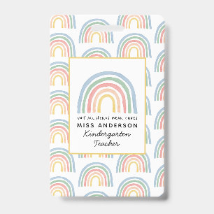 Modern watercolor rainbow teacher thank you gift ID badge