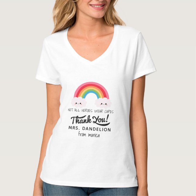 Modern watercolor rainbow teacher thank you gift T-Shirt (Front)