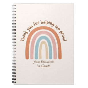 Modern Watercolor Rainbow Teacher Thank You Notebook