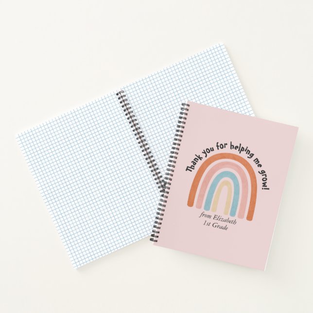 Modern Watercolor Rainbow Teacher Thank You Notebook (Inside)