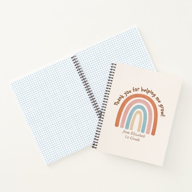Modern Watercolor Rainbow Teacher Thank You Notebook (Inside)
