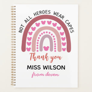 Modern watercolor rainbow teacher thank you  planner