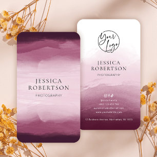 Modern Watercolor Red Burgundy Professional Logo Business Card