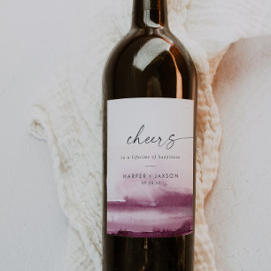 Modern Watercolor   Red Cheers Wedding Wine Label