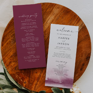Modern Watercolor Red Wedding Program Programme