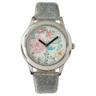 Modern watercolor Romantic Floral Dragonfly Heart