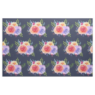 Modern Watercolor Roses Floral Bouquet Pattern Fabric