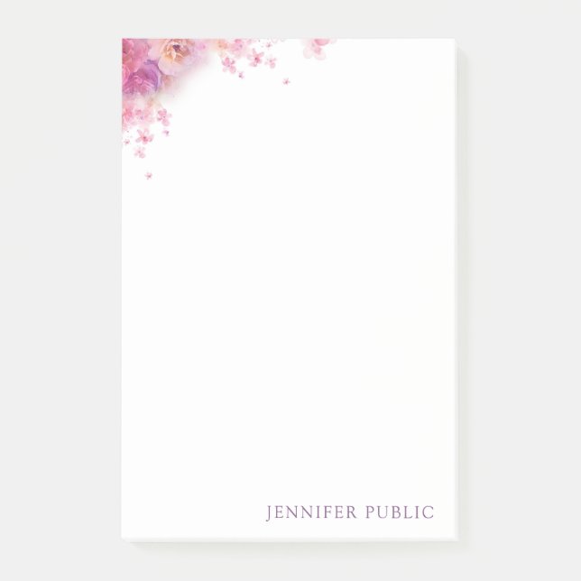 Modern Watercolor Roses Flowers Elegant Template Post-it Notes (Front)