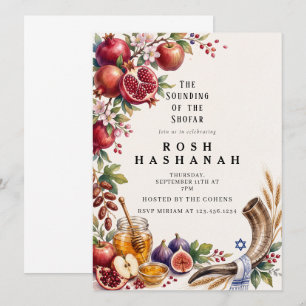 Modern Watercolor Rosh Hashanah Jewish Invitation