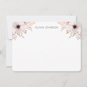 Modern Watercolor Rustic Pink Floral Personalised Card