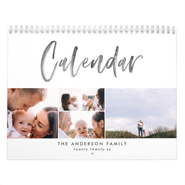 Modern watercolor script multi photo calendar (Cover)