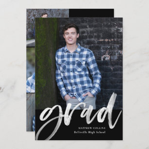 Modern Watercolor Script Photo Boy Graduation Announcement