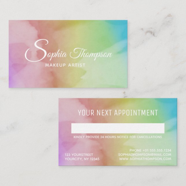 Modern Watercolor Script Rainbow - Appointment (Front/Back)