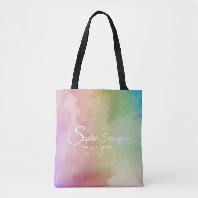 Modern Watercolor Script Rainbow Pastel - Tote Bag (Front)