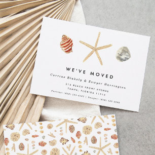 Modern Watercolor Seashells Moving Announcement